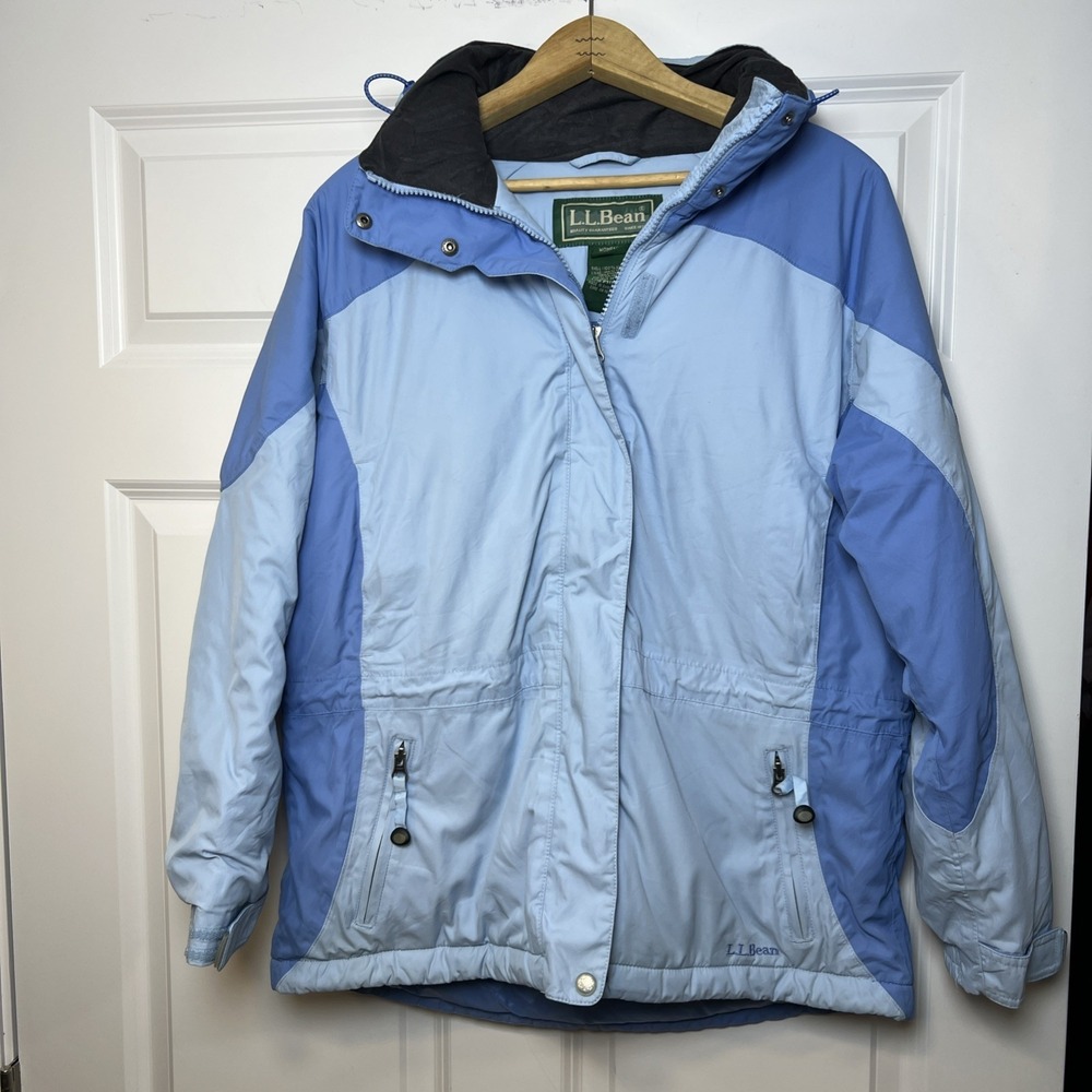LL Bean Women's M Ski Jacket Sky Blue Light Blue Nylon Insulated Winter Coat